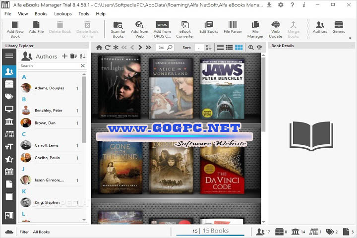 Alfa eBooks Manager Pro Web - Version 8.6.38.1 PC Software