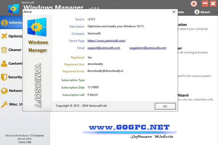 Yamicsoft Windows Manager - Version 2.0.5 x64 PC Software